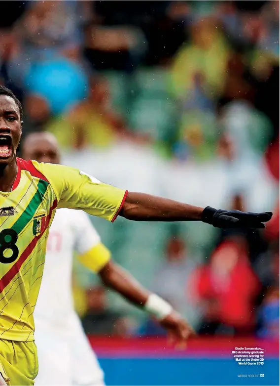  ??  ?? Diadie Samassekou… JMG Academy graduate celebrates scoring for Mali at the Under-20 World Cup in 2015