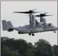  ?? HARAZ N. GHANBARI — THE ASSOCIATED PRESS FILE ?? An MV-22B Osprey tiltrotor aircraft flies at a Marine base in Quantico, Va.