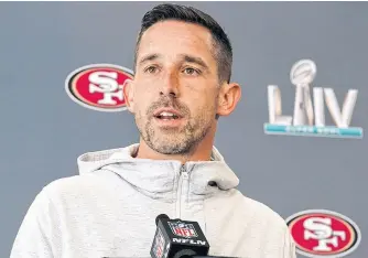  ?? KIRBY LEE-USA TODAY SPORTS ?? San Francisco 49ers coach Kyle Shanahan at Super Bowl LIV news conference in Miami on Tuesday.