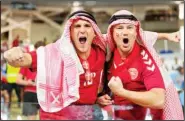  ?? (AP) ?? Denmark fans cheer before the World Cup Group D soccer match between Australia and Denmark, at the Al Janoub Stadium in Al Wakrah, Qatar, Wednesday, Nov. 30, 2022. Australia edged Denmark 1-0 to qualify for next round.