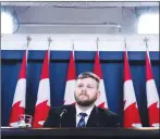  ?? CP PHOTO ?? Jeff Silvester of AggregateI­Q speaks to reporters at the National Press Theatre after appearing as a witness at the commons privacy and ethics committee in Ottawa on Tuesday.