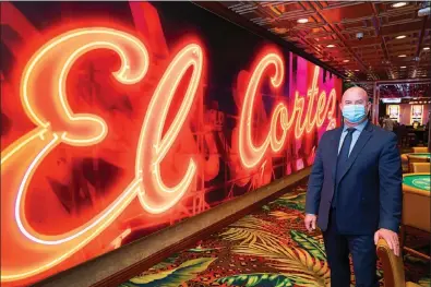  ?? PHOTOS BY STEVE MARCUS ?? Adam Wiesberg, general manager of El Cortez, poses in the high limit room Feb. 12. The resort is nearly finished with a multiyear, $25 million renovation project.