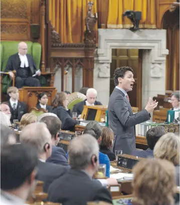  ?? ADRIAN WYLD / THE CANADIAN PRESS ?? Prime Minister Justin Trudeau can decide what bills are brought before the House, declare any bill a confidence vote, dissolve or prorogue the House at his pleasure and cut off debate when it bores him, columnist Andrew Coyne writes.