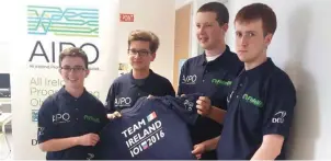  ??  ?? Sligo’s Eoin Davey ( far Right) and Team Ireland who are off to Russia for the IT Olympics