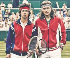  ??  ?? A new film looks at the legendary 1980 tennis match between John McEnroe (Shia LaBeouf, left) and Björn Borg (Sverrir Gudnason).