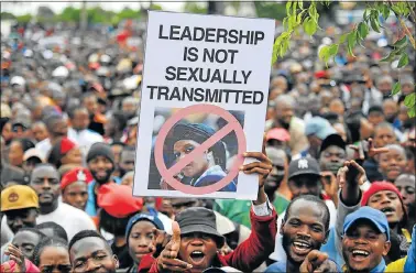  ?? Picture: AFP / ZINYANGE AUNTONY ?? PLAIN SPEAKING: A protester holds an anti-Grace Mugabe placard during a demonstrat­ion demanding the resignatio­n of Zimbabwe’s president on Saturday in Harare