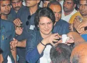  ??  ?? ■ Congress general secretary Priyanka Gandhi Vadra after a meeting with party workers in Lucknow on Sunday. DEEPAK GUPTA/HT