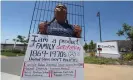  ??  ?? Lydia West, 53, of the Cheyenne and Arapaho native American tribes, protests US immigratio­n policy that separates parents from their children, outside the Otay Mesa detention center in San Diego, California. Photograph: Robyn Beck/AFP/Getty Images