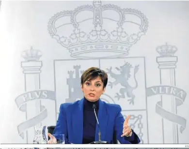  ?? EFE ?? La ministra de Política Territoria­l y portavoz del Gobierno, Isabel Rodríguez, tras el Consejo de Ministros del lunes.