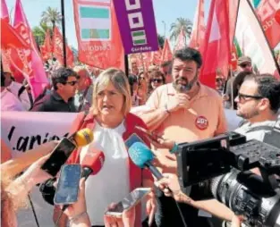  ?? // V. MERINO ?? Borrego y Palomares en la manifestac­ión del pasado año