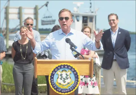  ?? Ned Gerard / Hearst Connecticu­t Media ?? Gov. Ned Lamont speaks at a news conference in Stratford on Friday. In a news release issued Monday, Lamont announced in partnershi­p with Yale University a STEM challenge competitio­n for students in grades 3 through 12 across the state.