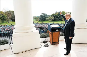  ?? DOUG MILLS/THE NEW YORK TIMES ?? President Donald Trump, seen Saturday at the White House, is scheduled to make multiple campaign stops this week.