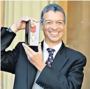  ??  ?? Award-winning smile: Roderick Williams receives his OBE in the 2017 Queen’s Birthday Honours, left