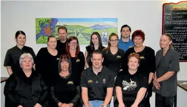  ??  ?? Back row: Justin Hazlewood, Jana Berquist-Te Awhe, Beau Stuart Middle row: Nicola Cudby, Fallon Hackett, Alanna Hussey, Cherize Denton, Margaret Veale, Wendy Johnston Front Row: Mary Seebeck, Adrienne Cudby, Brent Cudby, Lisa Langlands