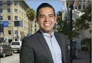  ?? THE ASSOCIATED PRESS ?? Long Beach, Calif., Mayor-elect Robert Garcia poses on Pine Avenue after his election in Long Beach on July 11, 2014.