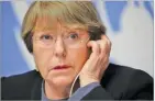  ??  ?? DENIS BALIBOUSE/REUTERS UN High Commission­er for Human Rights Michelle Bachelet attends a news conference at the United Nations in Geneva, Switzerlan­d, on December 5, 2018.