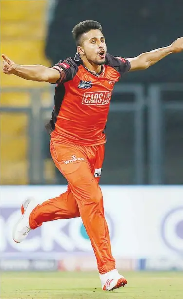  ?? File / IPL ?? Umran Malik, a right-arm tearaway pacer from Jammu, has become talk of the ongoing IPL after clocking over 150 kmph consistent­ly. He has so far picked up 15 wickets from eight matches at a strike rate of 12.00.