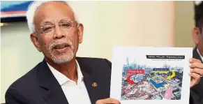  ??  ?? Clearing the air: Shahrir showing a photo of the KLVC (left) and Felcra developmen­t projects.