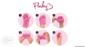  ??  ?? Der Handschuh wird zum Müllbeutel - Gebrauchsa­nweisung für "Pinky Gloves" auf der Website des Hersteller­s