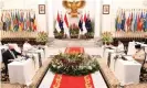  ?? Photograph: Indonesian Foreign Ministry/Reuters ?? Australian foreign minister Marise Payne and defence minister Peter Dutton meet with Indonesian foreign minister Retno Marsudi and defence minister Prabowo Subianto in Jakarta.