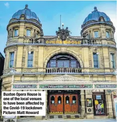  ??  ?? Buxton Opera House is one of the local venues to have been affected by the Covid-19 lockdown Picture: Matt Howard