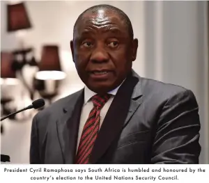 ??  ?? President Cyril Ramaphosa says South Africa is humbled and honoured by the\hngmkr l ^e^\mbhg mh ma^ Ngbm^] GZmbhgl L^\nkbmr &lt;hng\be'