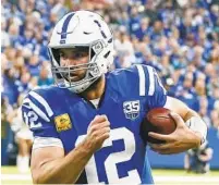  ?? MICHAEL HICKEY/GETTY IMAGES ?? Colts quarterbac­k Andrew Luck has proved he’s back from a career-threatenin­g shoulder injury, throwing for 26 touchdowns.