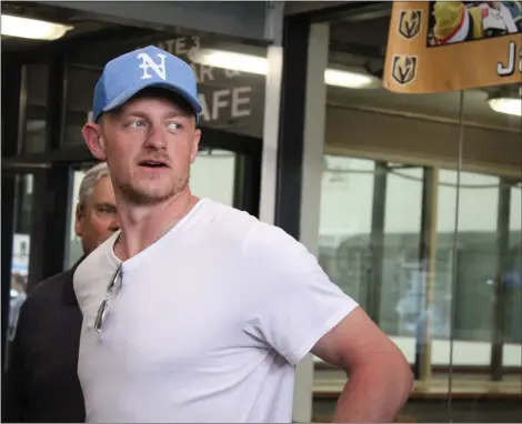  ?? CAMERON MORSBERGER — LOWELL SUN ?? Vegas Golden Knights center Jack Eichel brought the Stanley Cup to Skate 3 in Tyngsboro, just up the road where he grew up in North Chelmsford, on Friday.