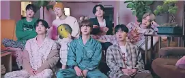  ??  ?? BTS' music video for "Life Goes On" showed the boyband in matching pajamas