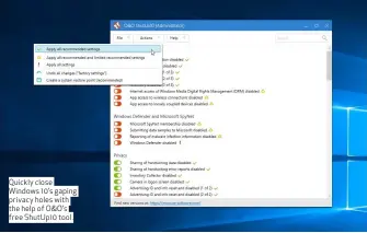  ??  ?? Quickly close Windows 10’s gaping privacy holes with the help of O&amp; O’s free ShutUp10 tool.