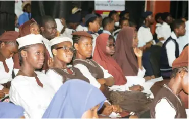  ??  ?? A cross section of female students listening to a presentati­on on ICT in Abuja recently