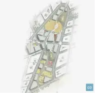  ??  ?? 0303The masterplan and masterplan program strategy for the NIESA site, illustrati­ng the relationsh­ip between the landform and the design, and the range of programs that facilitate the learning landscape.