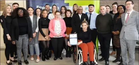  ??  ?? Third Year DkIT Community Youth Work students receive the European Enterprise Promotion Awards 2019 for their participat­ion in the Community Entreprene­urship module.