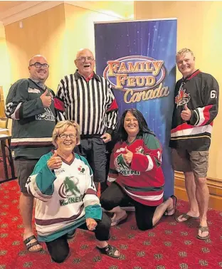  ?? CRYSTAL AFFLECK/SPECIAL TO THE GUARDIAN ?? The Affleck family auditioned at the Marriott Hotel in Halifax on Aug. 24. to compete on “Family Feud Canada.” From left are Jeff Affleck, Velma Affleck, Clifford Affleck, Juliana MacEwen and Craig MacEwen.