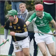  ??  ?? Adamstown’s Michael Curtis on the move with Seán Kehoe of Crossabeg-Ballymurn in hot pursuit.