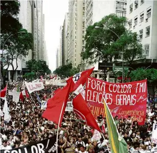  ?? Acervo Folhapress ?? Passeata pelo impeachmen­t de Collor no Rio, em 14 de agosto de 1992
