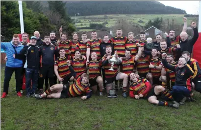  ??  ?? Sligo celebrate after winning the Connacht Cup for the first time in 103 years. Pic: Carl Brennan.