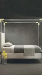  ?? STACEY VAN BERKEL/ BERNHARDT FURNITURE COMPANY ?? A gold and acrylic bed adds drama to a room without overloadin­g it.