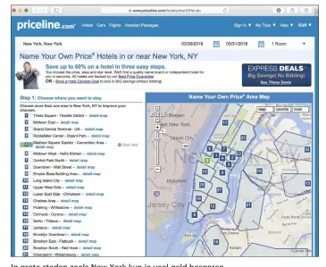  ??  ?? In grote steden zoals New York kun je veel geld besparen met 'Name Your Own Price'.