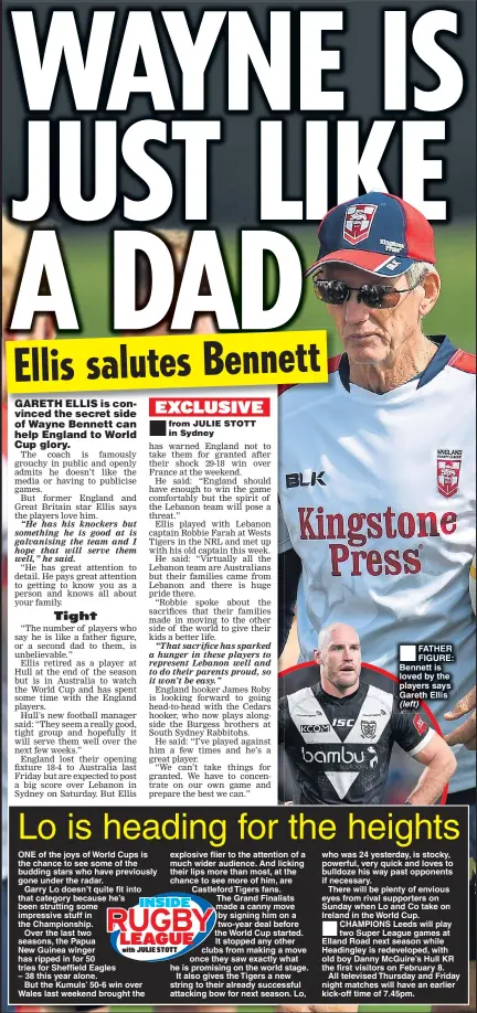  ??  ?? FATHER FIGURE: Bennett is loved by the players says Gareth Ellis (left)