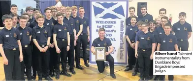  ??  ?? Silver band Talented instrument­alists from Dunblane Boys’ Brigade impressed judges