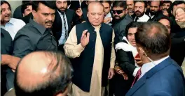  ?? — AP ?? Deposed Pakistan Prime Minister Nawaz Sharif arrives at an anti-corruption court in Islamabad on Tuesday. Sharif made his first appearance before the court.