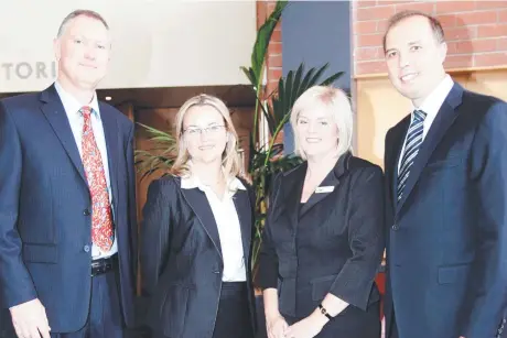  ?? ?? Mcpherson pre-election candidates Wayne Black, Minna Knight, Karen Andrews and Peter Dutton. Ms Andrews triumphed after a bitter battle.