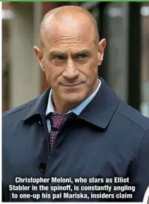  ?? ?? Christophe­r Meloni, who stars as Elliot Stabler in the spinoff, is constantly angling to one-up his pal Mariska, insiders claim