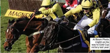  ??  ?? Al Boum Photo (right) on his way to Gold Cup victory last year