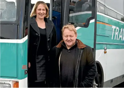  ?? PHOTO: CARYS MONTEATH/STUFF ?? Brother and sister team Alex and Claire Bruce, co-owners of Canterbury’s Travlon Coachlines.