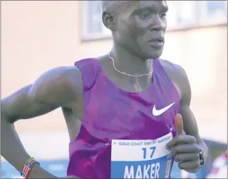  ?? PHOTOS COURTESY OF THIS IS IT FILMS ?? Guor Mading Maker in a scene from “Runner,” the inspiring documentar­y about the Sudanese refugee turned Olympic marathoner, having a Detroit area virtual screening at 7p.m. today.