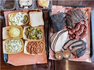  ?? Photos by J.C. Reid / Contributo­r ?? 1701 Barbecue in Beaumont serves Prime-grade brisket and meaty St. Louis-cut pork ribs.