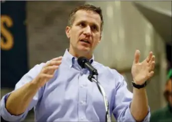  ?? JEFF ROBERSON — THE ASSOCIATED PRESS FILE ?? In this file photo, Missouri Gov. Eric Greitens speaks in Palmyra, Mo. Attorneys defending Greitens against an invasion-of-privacy charge are raising doubts about the testimony of a woman with whom he had an affair. In a court filing dated Sunday his...