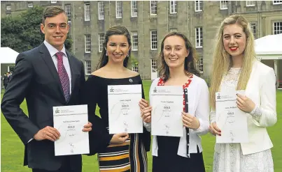  ?? Picture: Dougie Nicolson. ?? Dundee High School pupils, from left, Neil Gunn, Isabel Campbell, Yvonne Kaufmann and Laura Meiklejohn.